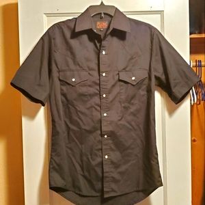 Black Short Sleeve Snap Button Up Shirt